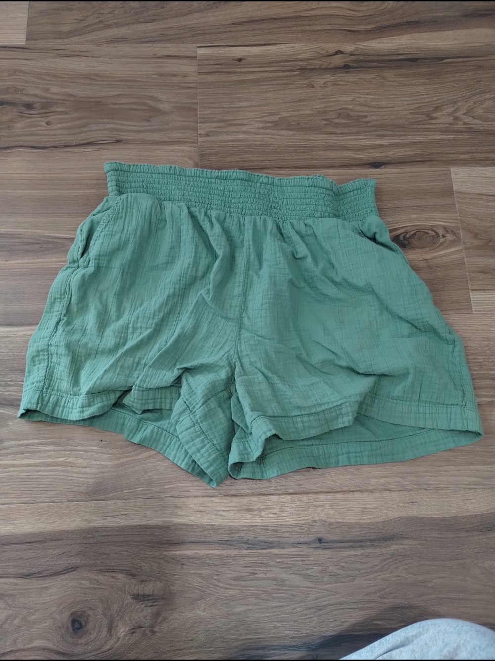 Wonderly Sage Green Smocked Waist Shorts